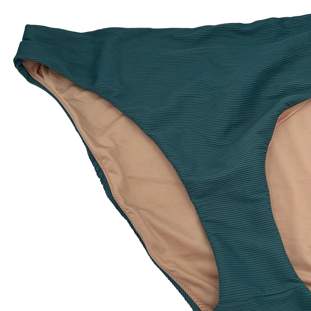 New J. Crew Teal Ribbed High Rise Cheeky Bikini Swim Bathing Suit Bottom Size 2X - Picture 4 of 9
